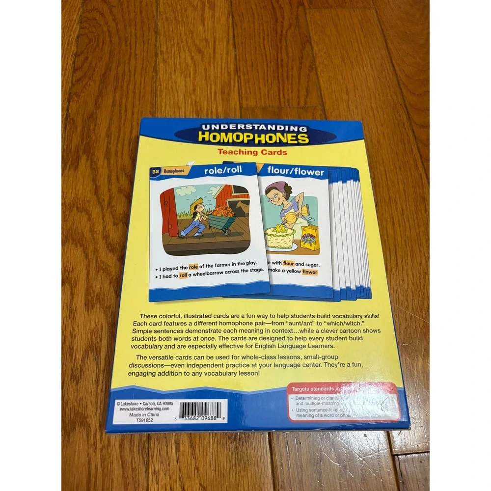 Lakeshore Learning Understanding Homophones Teaching Cards 40ct Grades 2-5 LL397